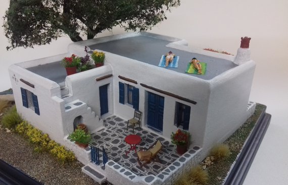 cycladic scale model house diorama διοραμα κυκλαδιτικης κατοικια