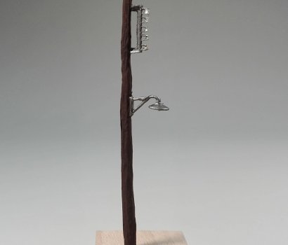 ξυλινη κολωνα ΔΕΗ μινιατουρα με led miniature wooden street pole