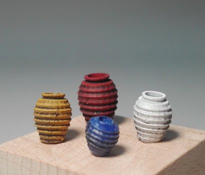 greek coloured teraccotta jars miniatures πυθαρια μινιατουρες μοντελισμος