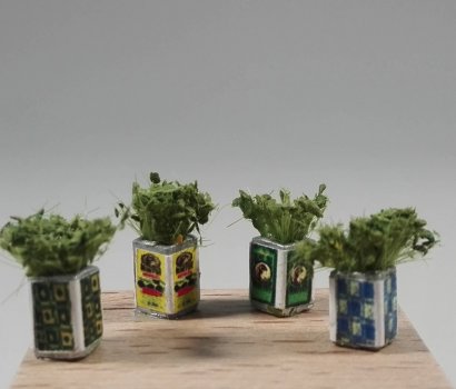 τενεκεδες με βασιλικους μινιατουρα greek tin pot tenekes